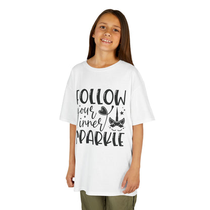 Kids Heavy Cotton™ Tee - Follow Your Inner Sparkle T-Shirt for Creative Kids