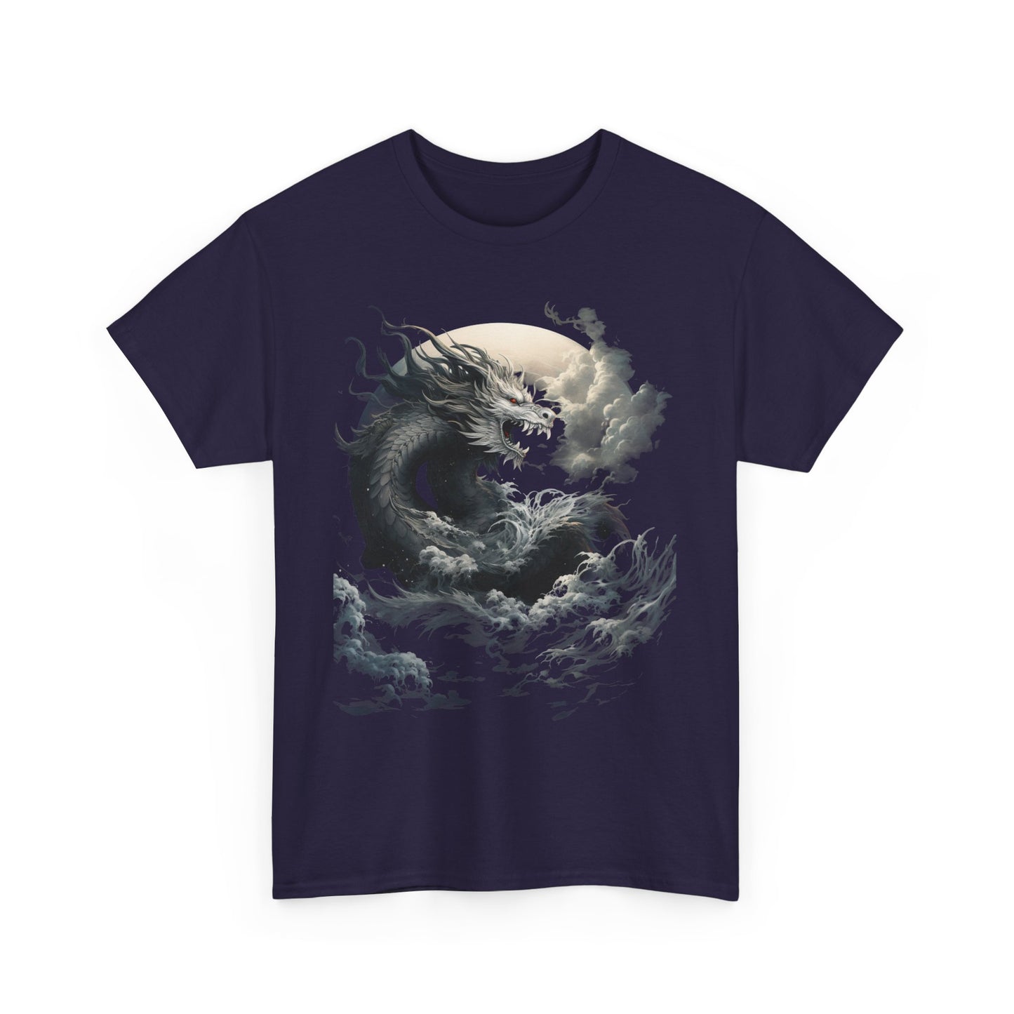 Dragon Moon Unisex Heavy Cotton Tee - Mystical Night Sky Apparel