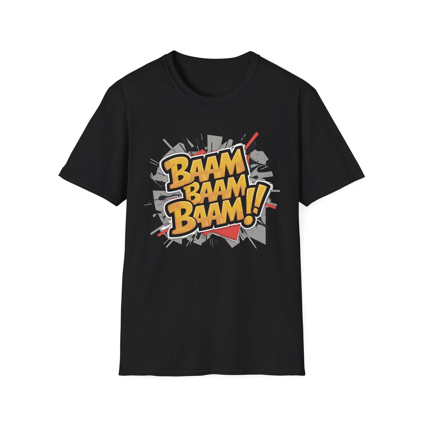 Bam Bam Bam Unisex Softstyle T-Shirt | Fun Graphic Tee for Casual Wear, Gift for Friends, Comic Fans, Birthday, Everyday Style