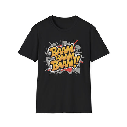 Bam Bam Bam Unisex Softstyle T-Shirt | Fun Graphic Tee for Casual Wear, Gift for Friends, Comic Fans, Birthday, Everyday Style