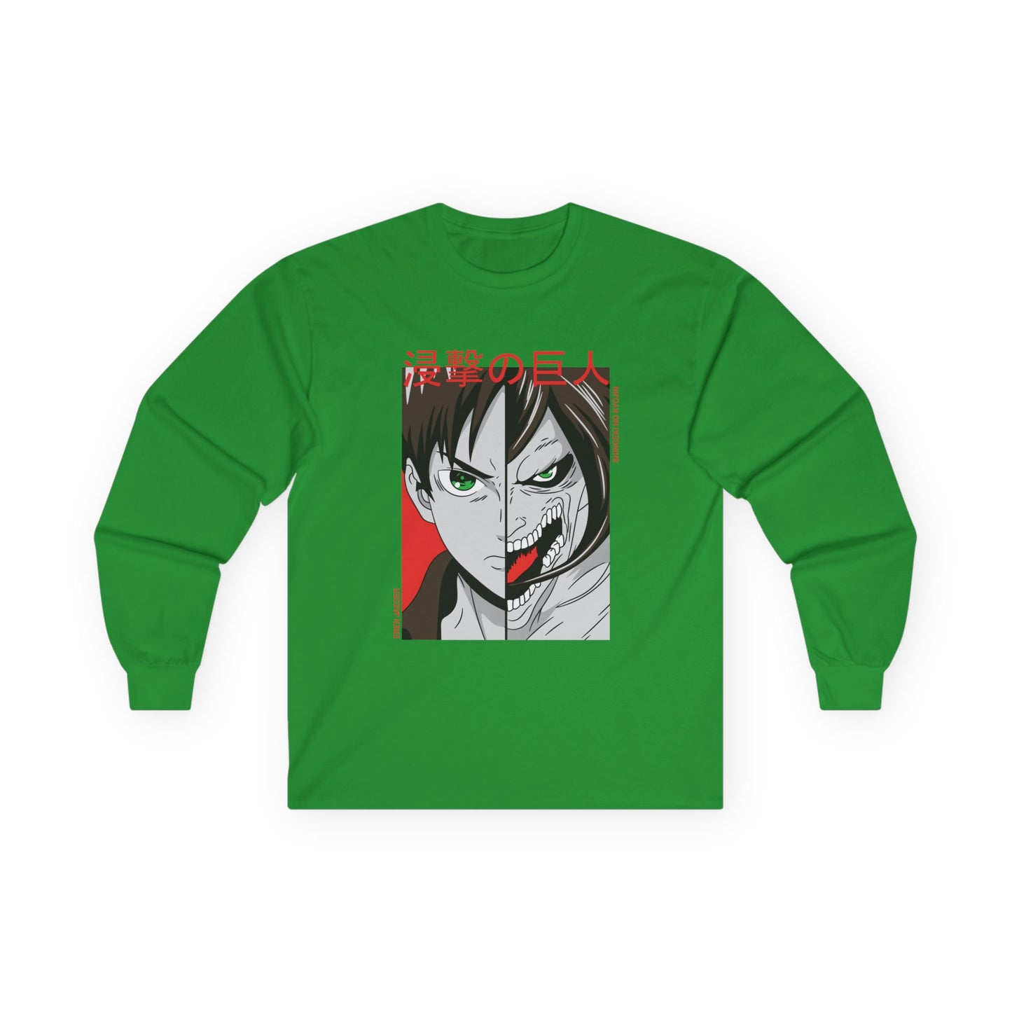 Anime Split-Face Long Sleeve Tee — Eren Jaeger Inspired Design