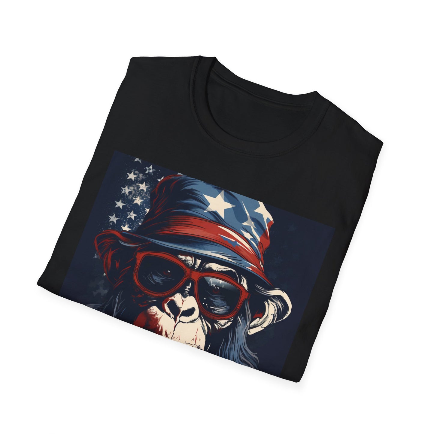 Patriotic Monkey Graphic T-Shirt, Fourth of July Tee, Summer Clothing, Unisex Casual Wear, Fun Gift for Animal Lovers, USA Pride Shirt