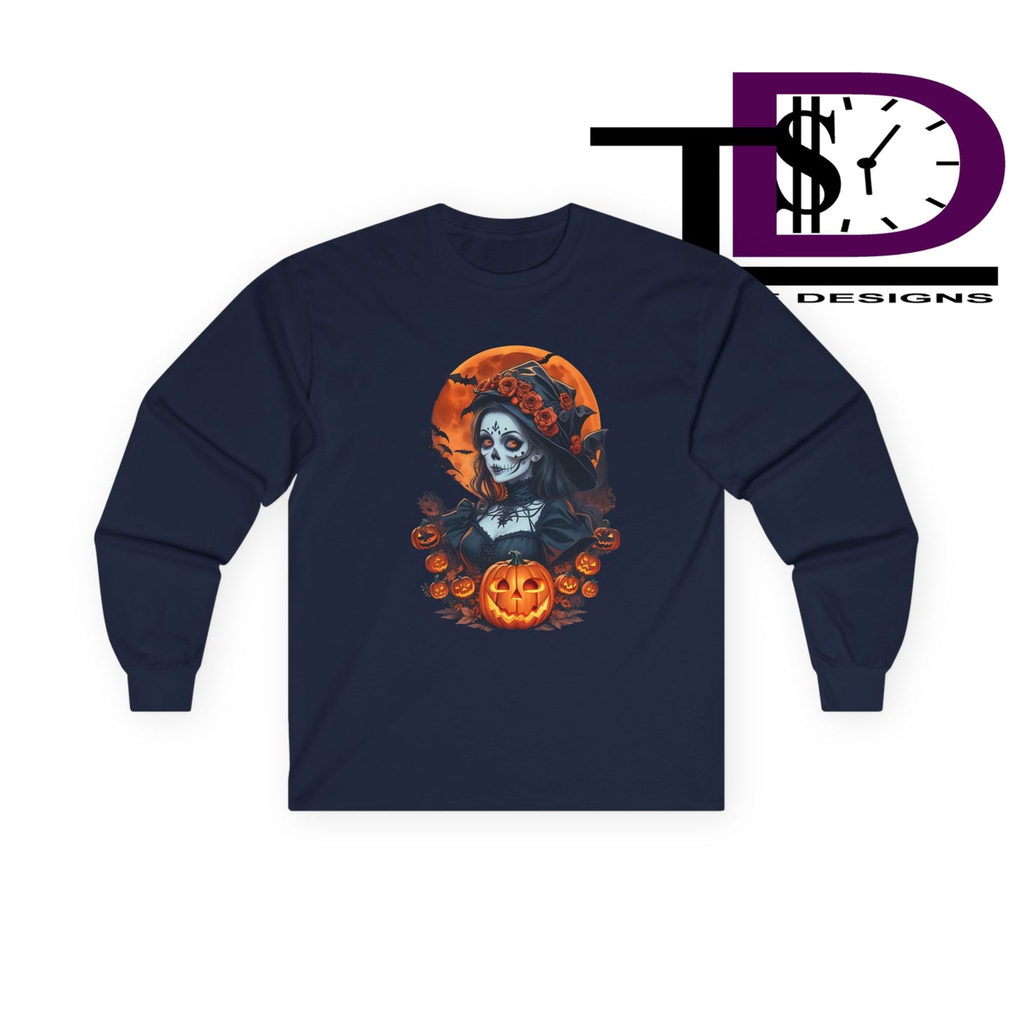 Halloween Graphic Long Sleeve Tee, Spooky Shirt, Unisex Fall Apparel, Halloween Costume, Autumn Sweatshirt, Pumpkin Design