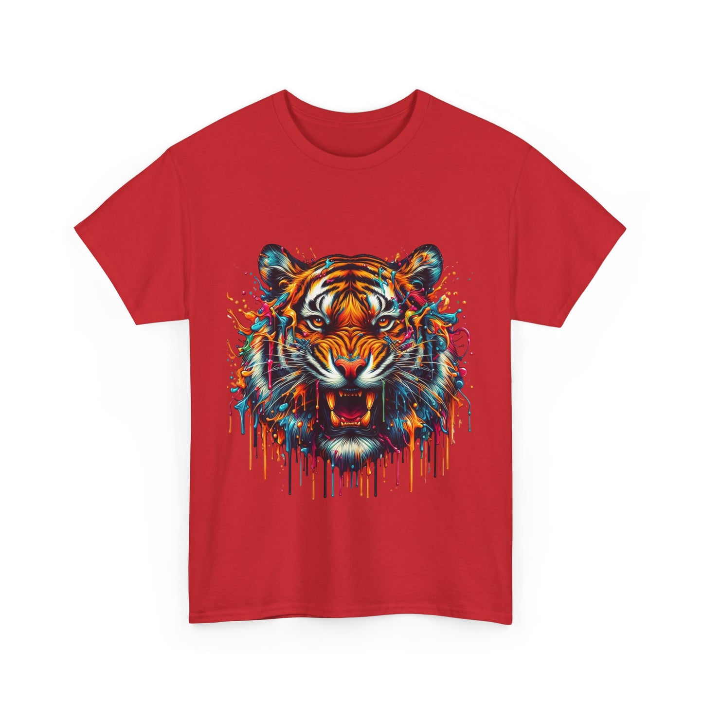 Fierce Tiger Unisex Heavy Cotton Tee - Vibrant Animal Graphic Shirt