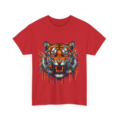 Fierce Tiger Unisex Heavy Cotton Tee - Vibrant Animal Graphic Shirt