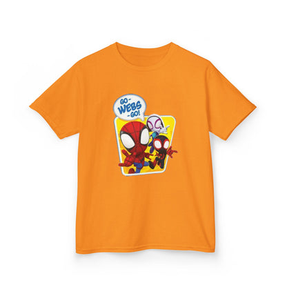 Spiderman Kids Heavy Cotton Tee - Playful Superhero Shirt for Young Fans