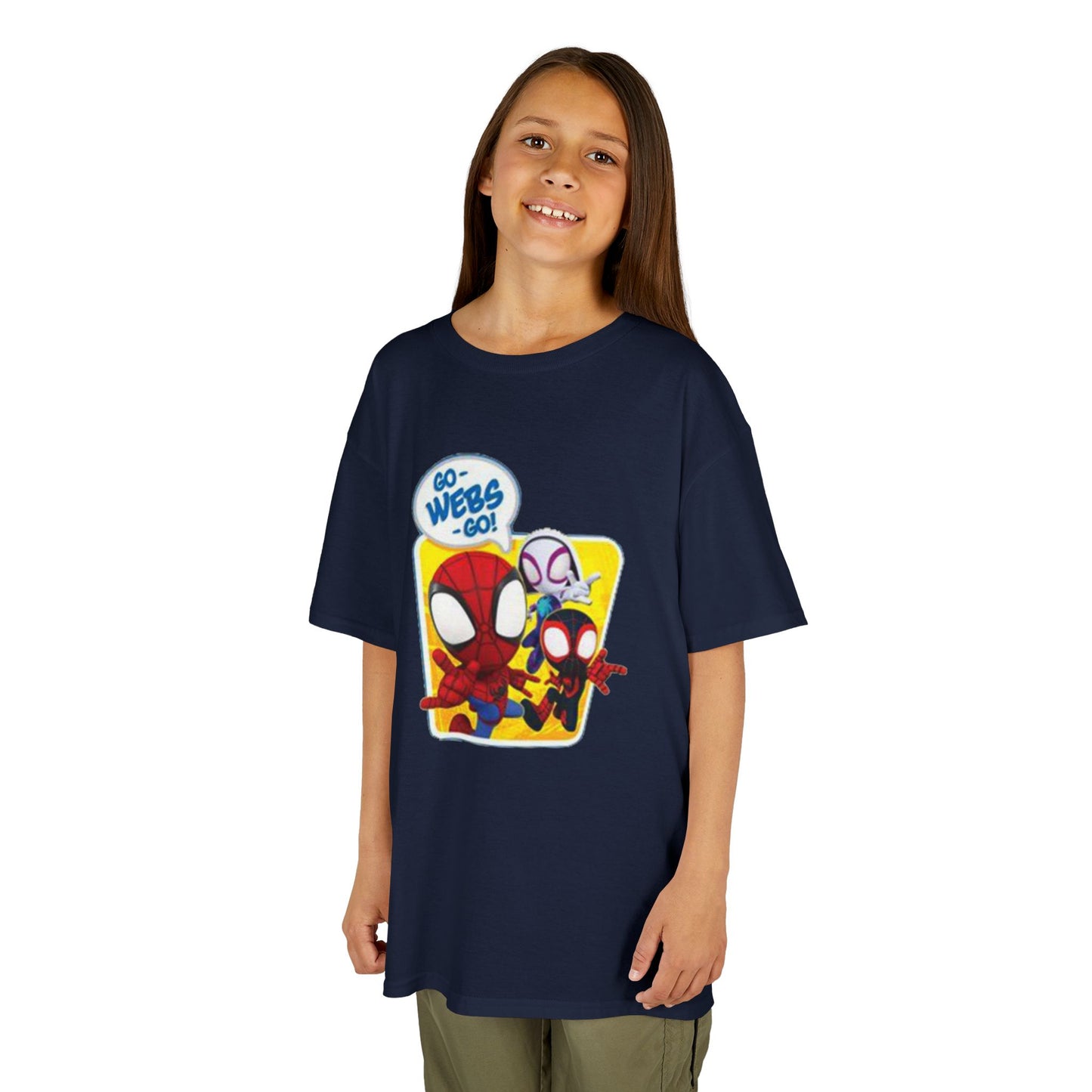 Spiderman Kids Heavy Cotton Tee - Playful Superhero Shirt for Young Fans