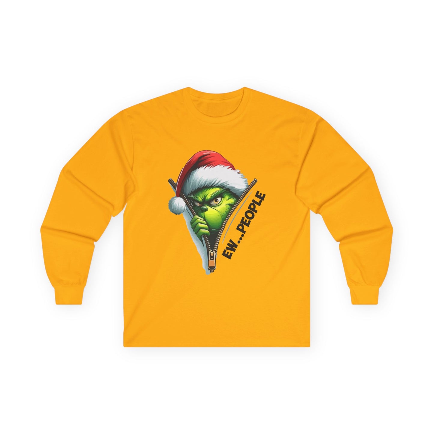Grinch Peeking Long Sleeve Tee — "Evil People" Holiday Graphic