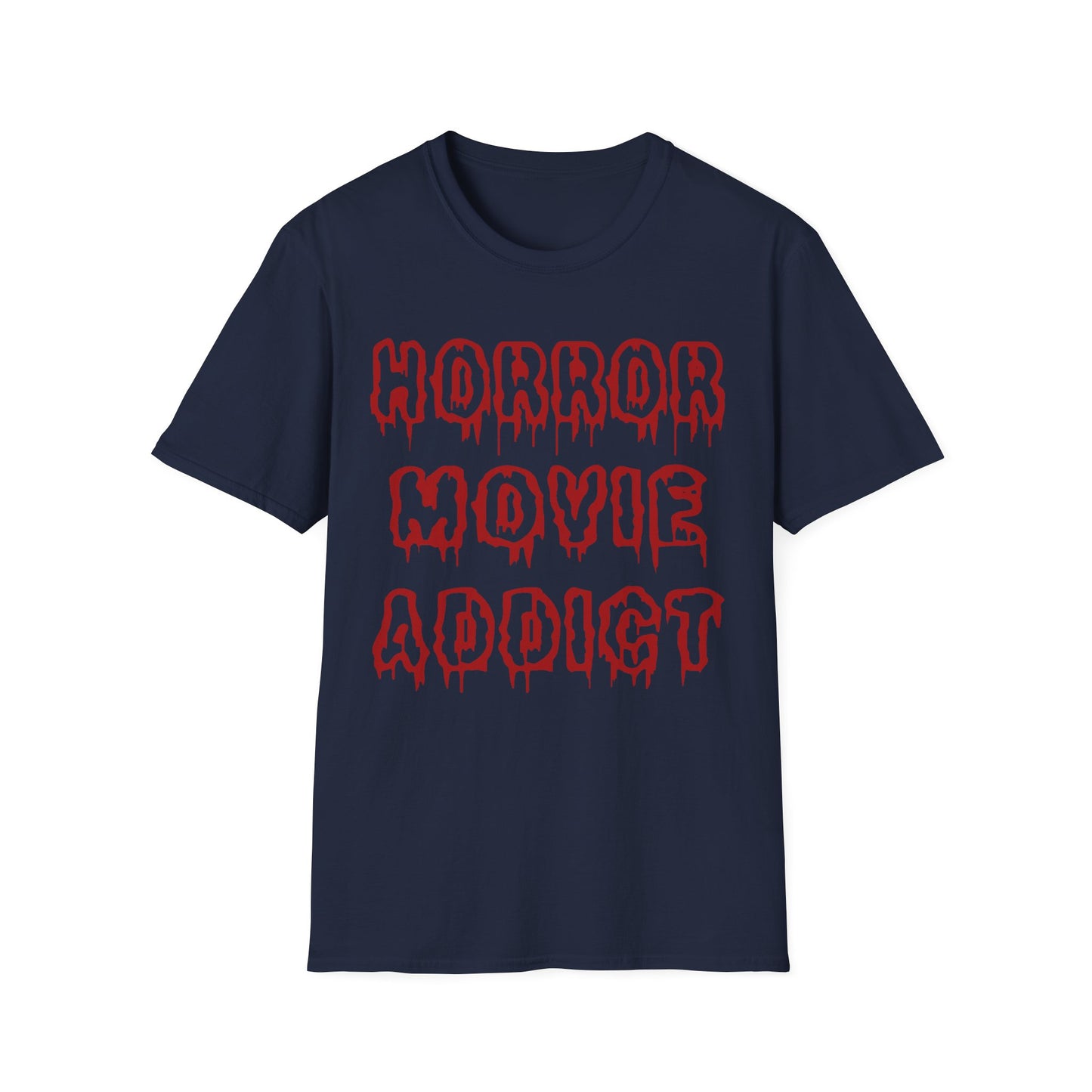 Horror Movie Addict T-Shirt, Unisex Softstyle Tee, Gifts for Film Lovers, Horror Movie Fans, Halloween Apparel, Casual Wear