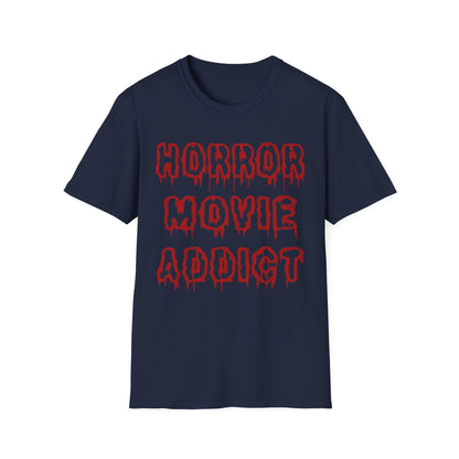 Horror Movie Addict T-Shirt, Unisex Softstyle Tee, Gifts for Film Lovers, Horror Movie Fans, Halloween Apparel, Casual Wear