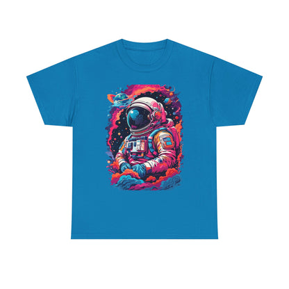 Cosmic Astronaut Unisex Heavy Cotton Tee - Galaxy Graphic T-Shirt