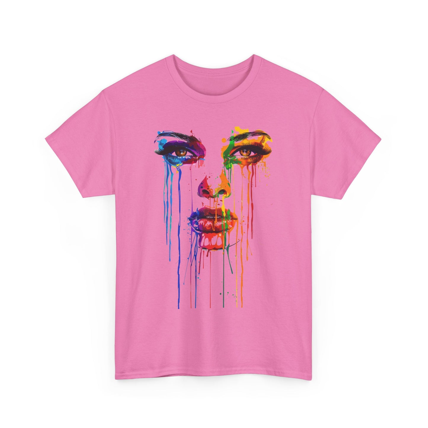 Artistic Rainbow Drip Unisex Heavy Cotton Tee | Vibrant Fashion for Self-Expression