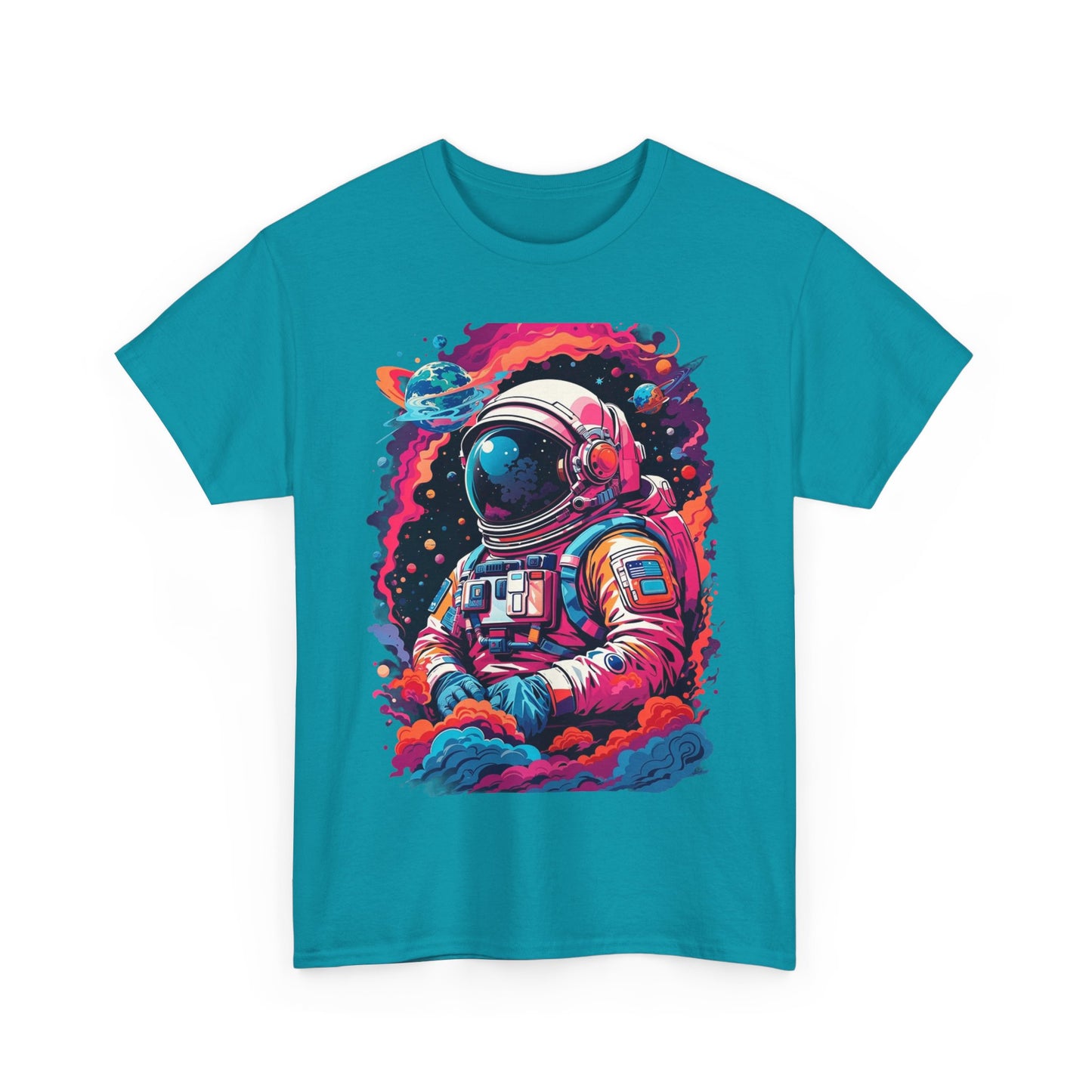 Cosmic Astronaut Unisex Heavy Cotton Tee - Galaxy Graphic T-Shirt
