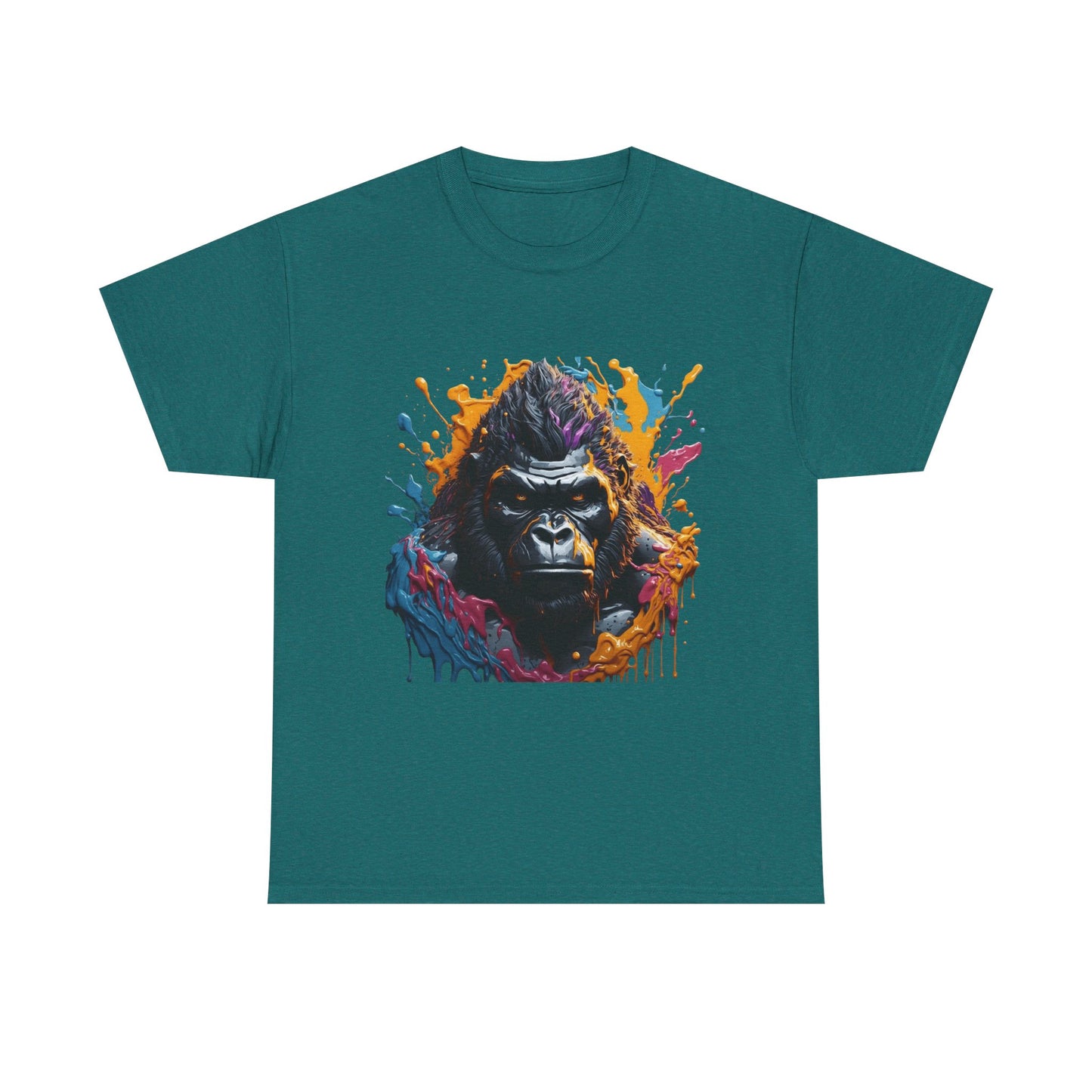 Colorful Gorilla Art Unisex Heavy Cotton Tee - Bold Graphic Tee for Animal Lovers