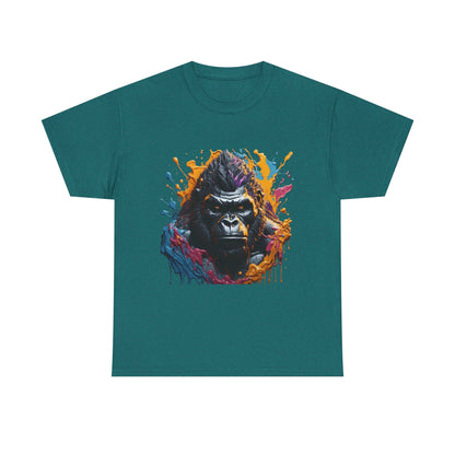 Colorful Gorilla Art Unisex Heavy Cotton Tee - Bold Graphic Tee for Animal Lovers