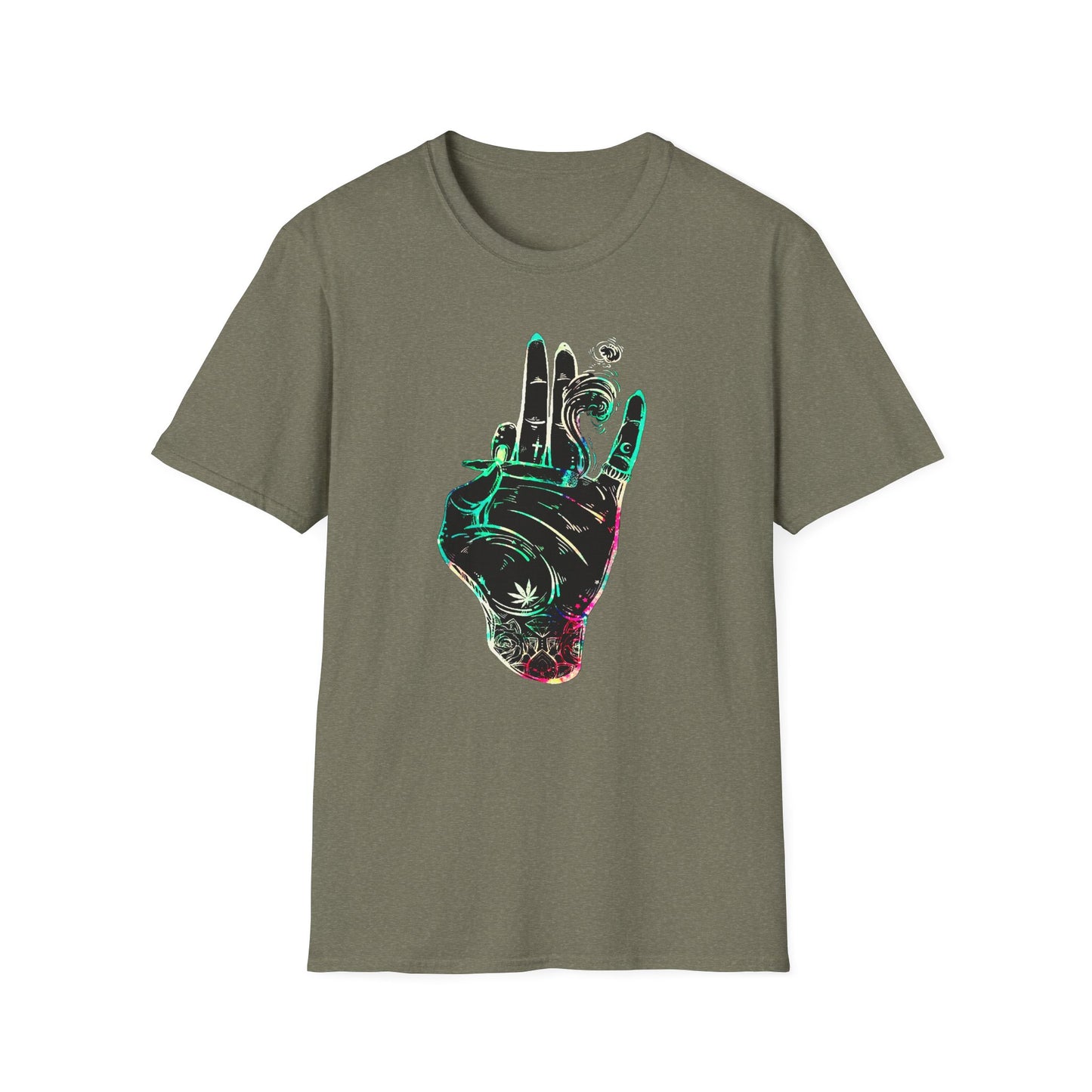 Psychedelic Hand Design Unisex T-Shirt - Softstyle, Casual Vibe