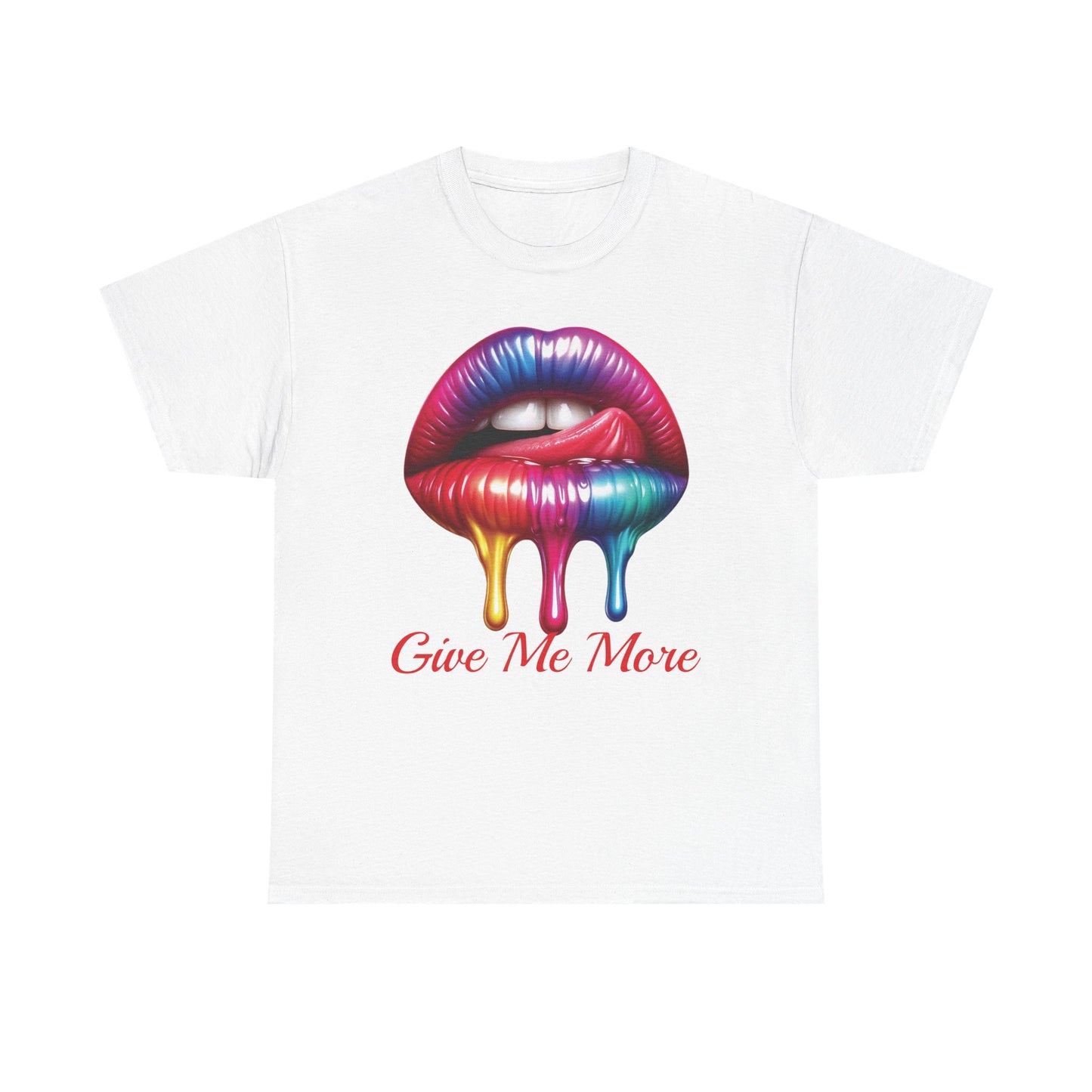 Rainbow Lips Graphic Unisex Heavy Cotton Tee - "Give Me More"