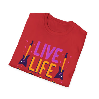 Live Life Loud Unisex Softstyle T-Shirt, Music Lover Gift, Concert Outfit, Rock Band Tee, Birthday Present, Festival Wear