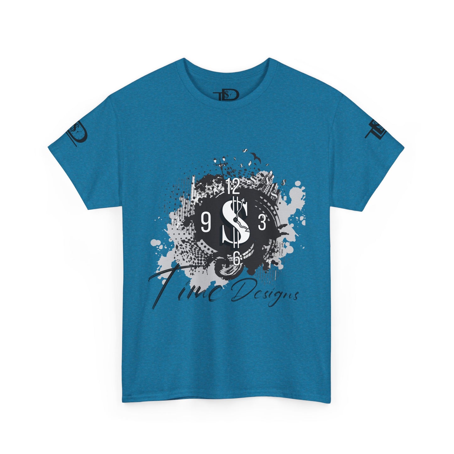 Unisex Heavy Cotton Tee - Time Designs Dollar Clock Graphic T-Shirt