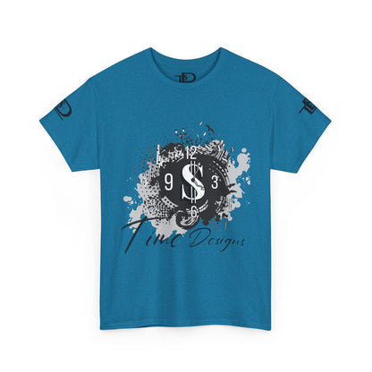 Unisex Heavy Cotton Tee - Time Designs Dollar Clock Graphic T-Shirt