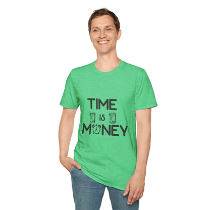 Inspirational Unisex Softstyle T-Shirt - "Time is Money" Statement Tee for Financial Motivators
