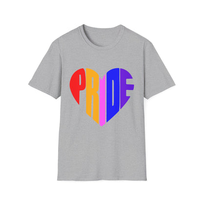 Pride Heart T-Shirt, LGBTQ Apparel, Unisex T-Shirt, Softstyle Tee, Gay Pride Shirt, Celebration Wear, Rainbow Love Tee