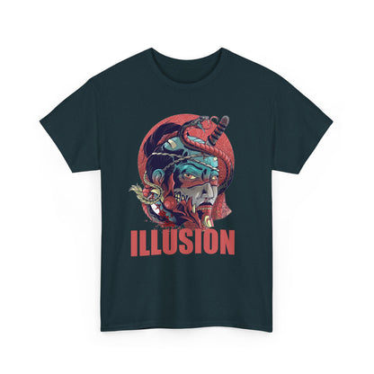 Artistic Unisex Heavy Cotton Tee - 'ILLUSION' Graphic Design