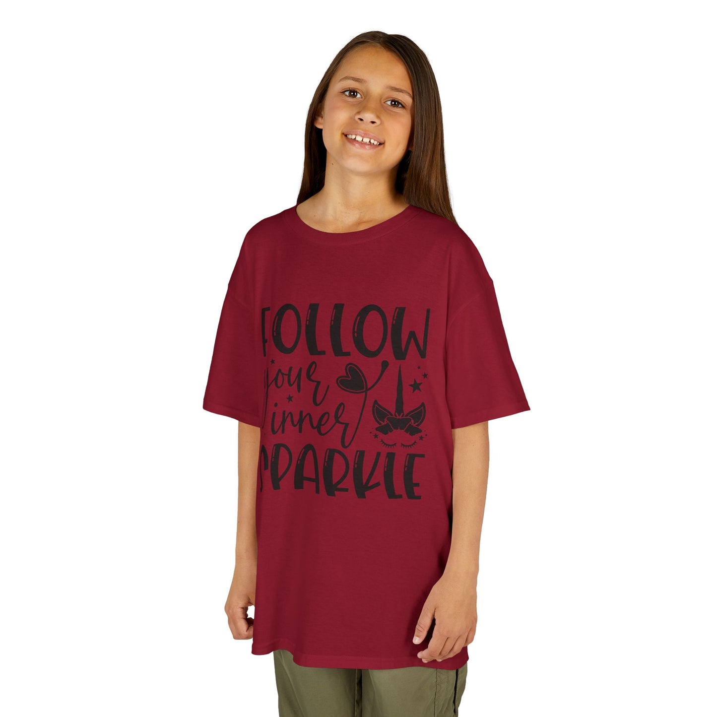 Kids Heavy Cotton™ Tee - Follow Your Inner Sparkle T-Shirt for Creative Kids