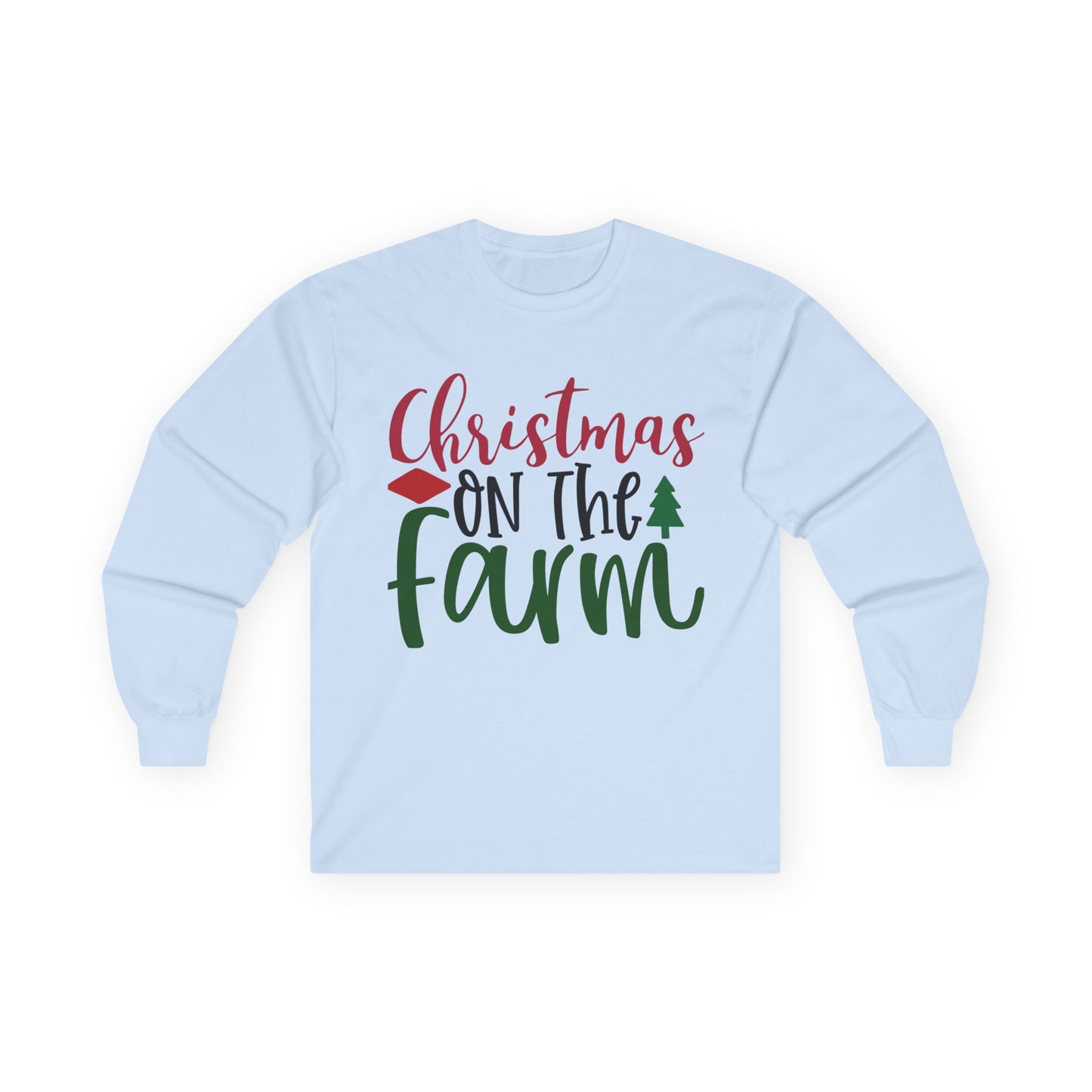 Christmas On The Farm Long Sleeve Tee, Holiday Shirt, Unisex Cotton Tee, Christmas Apparel, Farmhouse Style Shirt, Gift for Him/Her