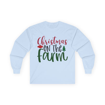 Christmas On The Farm Long Sleeve Tee, Holiday Shirt, Unisex Cotton Tee, Christmas Apparel, Farmhouse Style Shirt, Gift for Him/Her