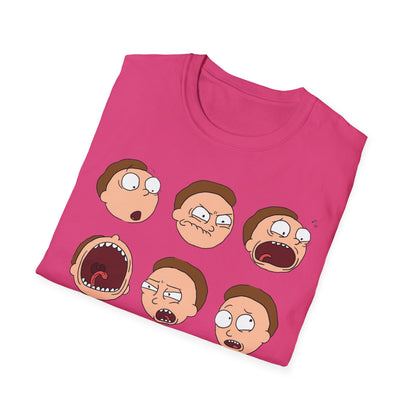 Funny Expressions Unisex Softstyle T-Shirt - Emotive Cartoon Faces