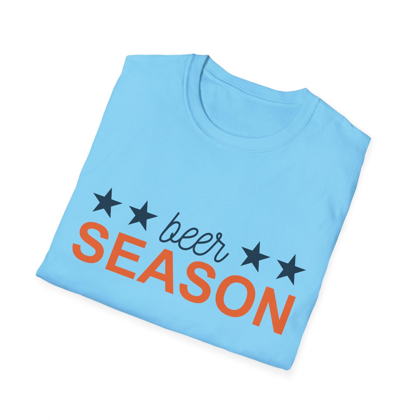 Beer Season Unisex Softstyle T-Shirt, Funny T-Shirt for Beer Lovers, Gift for Friends, Custom Apparel, Summer BBQ Outfit, Casual Wear
