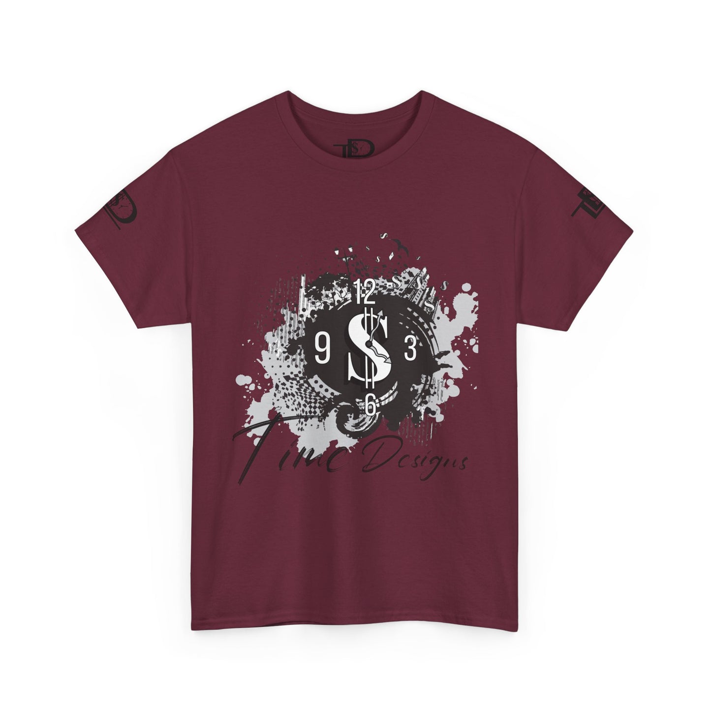 Unisex Heavy Cotton Tee - Time Designs Dollar Clock Graphic T-Shirt
