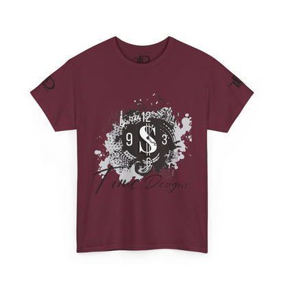 Unisex Heavy Cotton Tee - Time Designs Dollar Clock Graphic T-Shirt