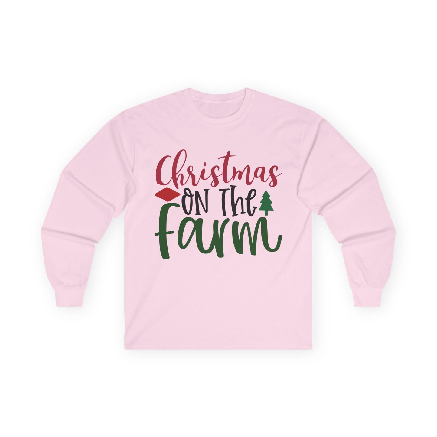 Christmas On The Farm Long Sleeve Tee, Holiday Shirt, Unisex Cotton Tee, Christmas Apparel, Farmhouse Style Shirt, Gift for Him/Her