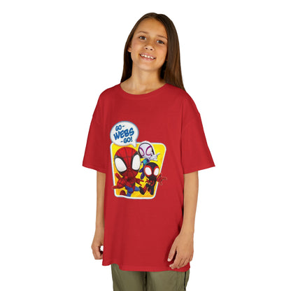 Spiderman Kids Heavy Cotton Tee - Playful Superhero Shirt for Young Fans