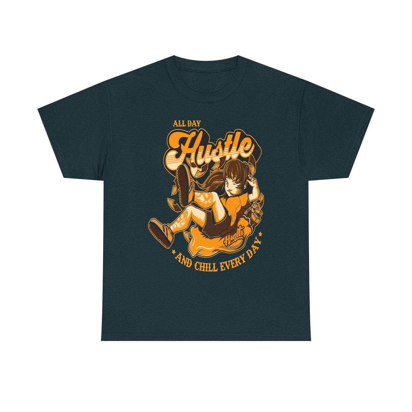 All Day Hustle Unisex Heavy Cotton Tee - Chill Vibes Graphic Tee