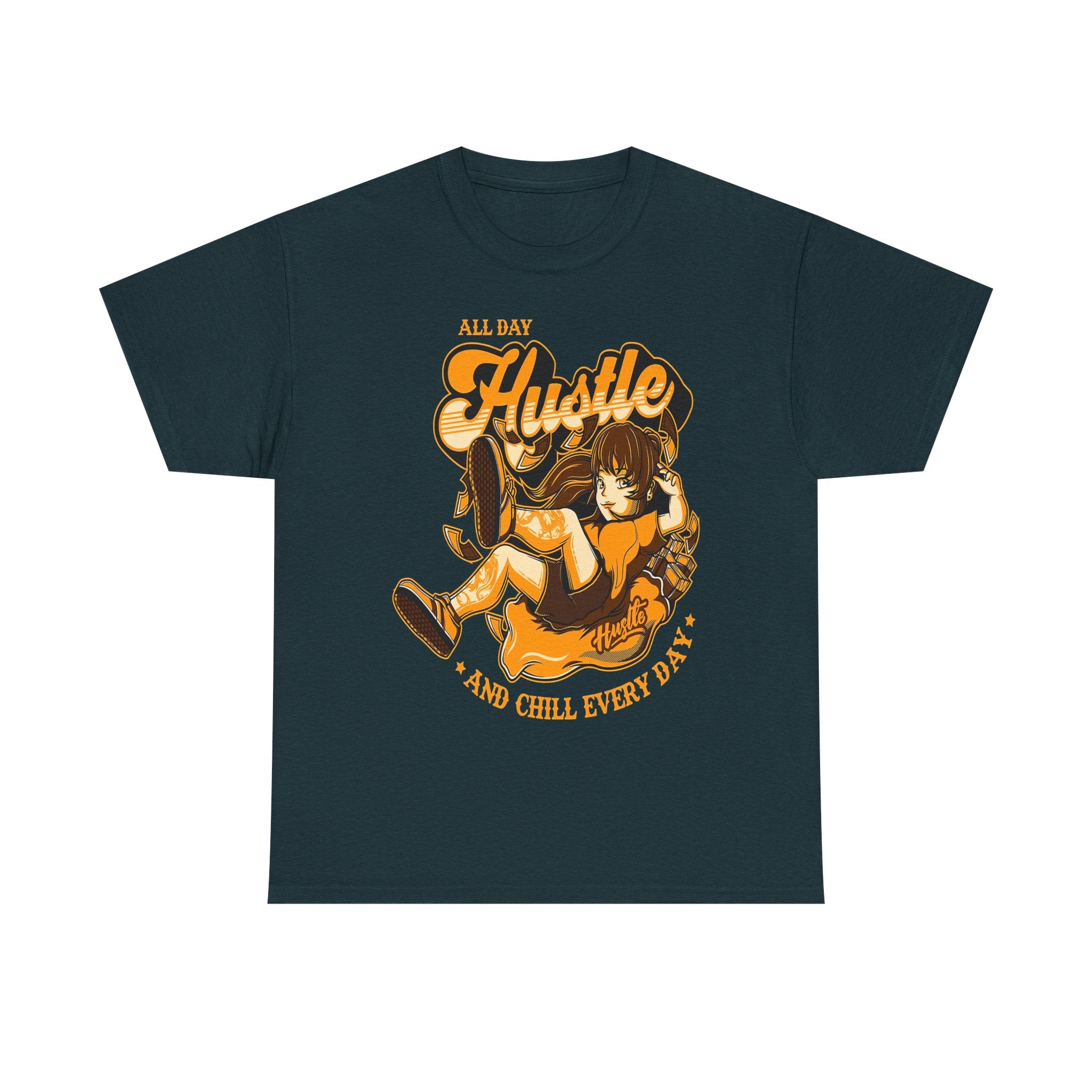 All Day Hustle Unisex Heavy Cotton Tee - Chill Vibes Graphic Tee