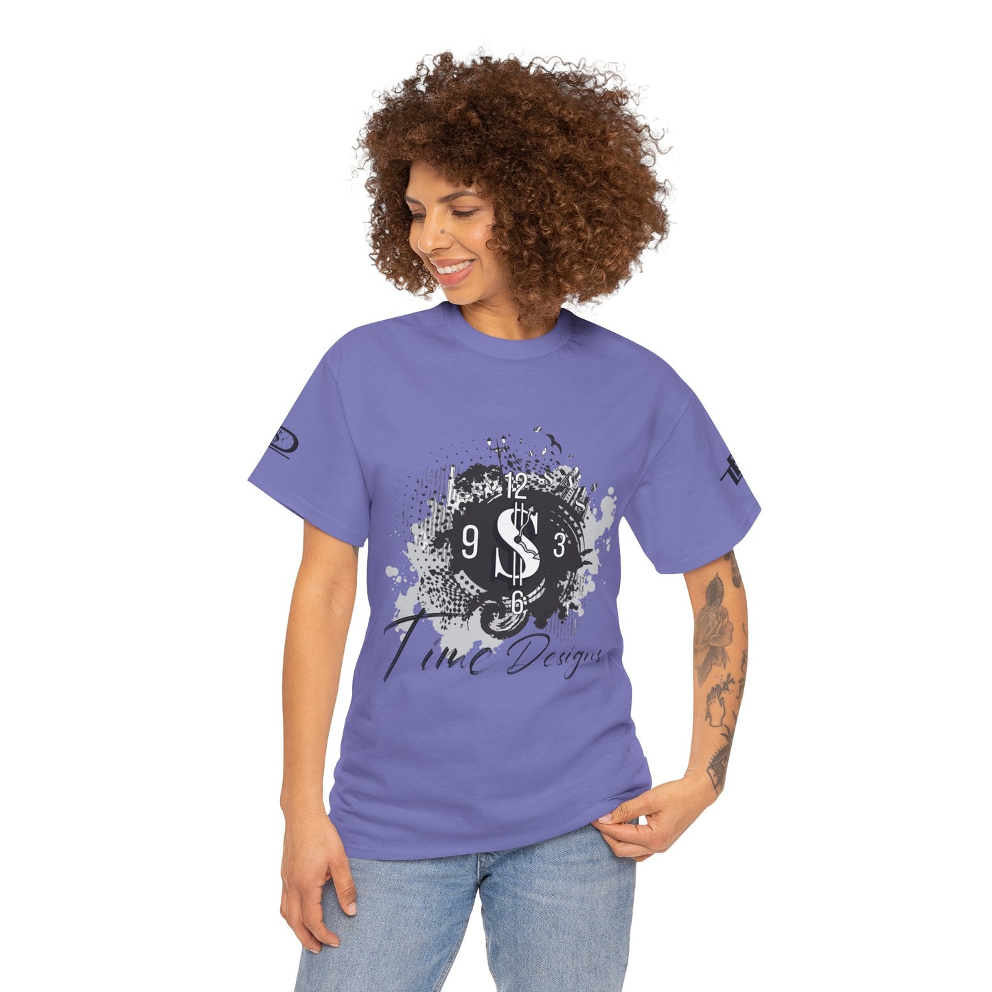Unisex Heavy Cotton Tee - Time Designs Dollar Clock Graphic T-Shirt