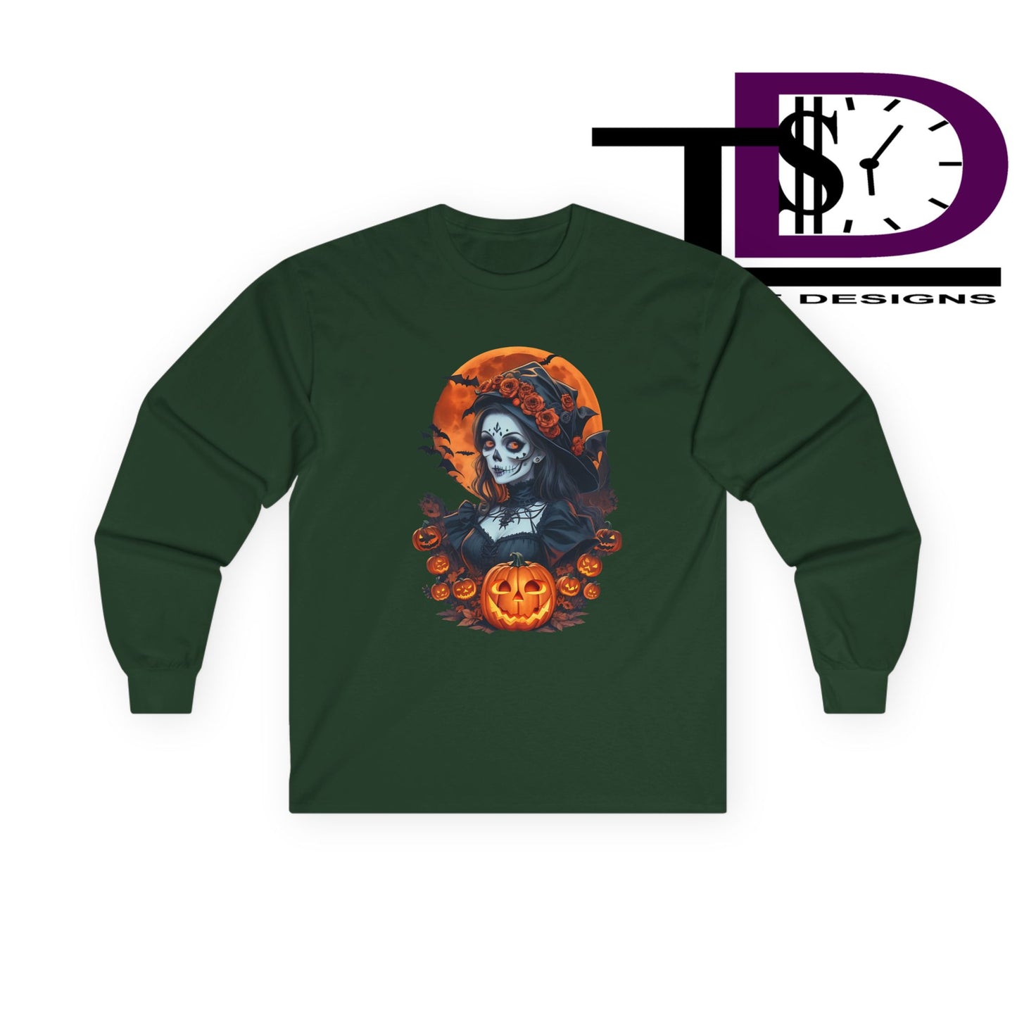Halloween Graphic Long Sleeve Tee, Spooky Shirt, Unisex Fall Apparel, Halloween Costume, Autumn Sweatshirt, Pumpkin Design