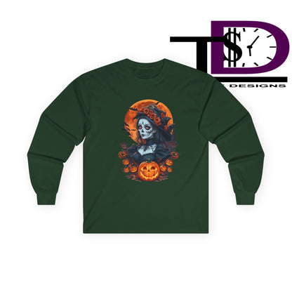 Halloween Graphic Long Sleeve Tee, Spooky Shirt, Unisex Fall Apparel, Halloween Costume, Autumn Sweatshirt, Pumpkin Design