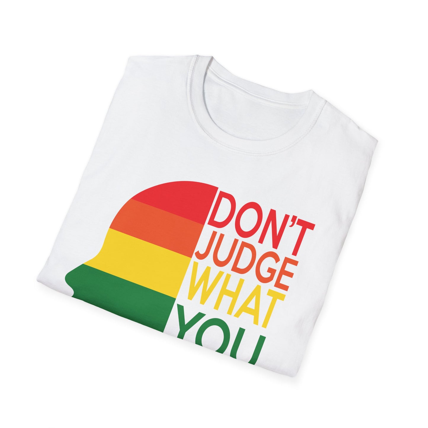 Pride Message Unisex T-Shirt - LGBTQ+ Pride Tee, Rainbow Graphic Shirt, Inclusive Fashion, Gift for Allies, Don't Judge Shirt