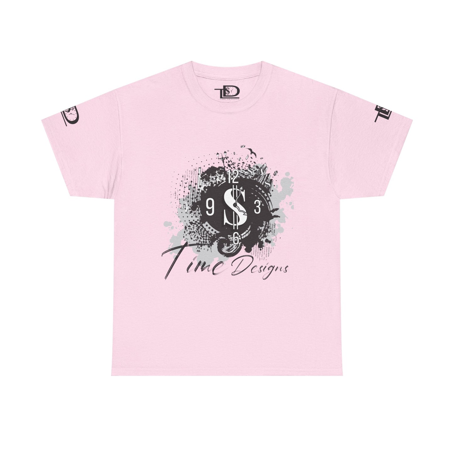 Unisex Heavy Cotton Tee - Time Designs Dollar Clock Graphic T-Shirt