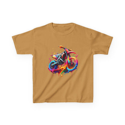 Kids' Motorcycle Graphic Tee - Vibrant Splash Design