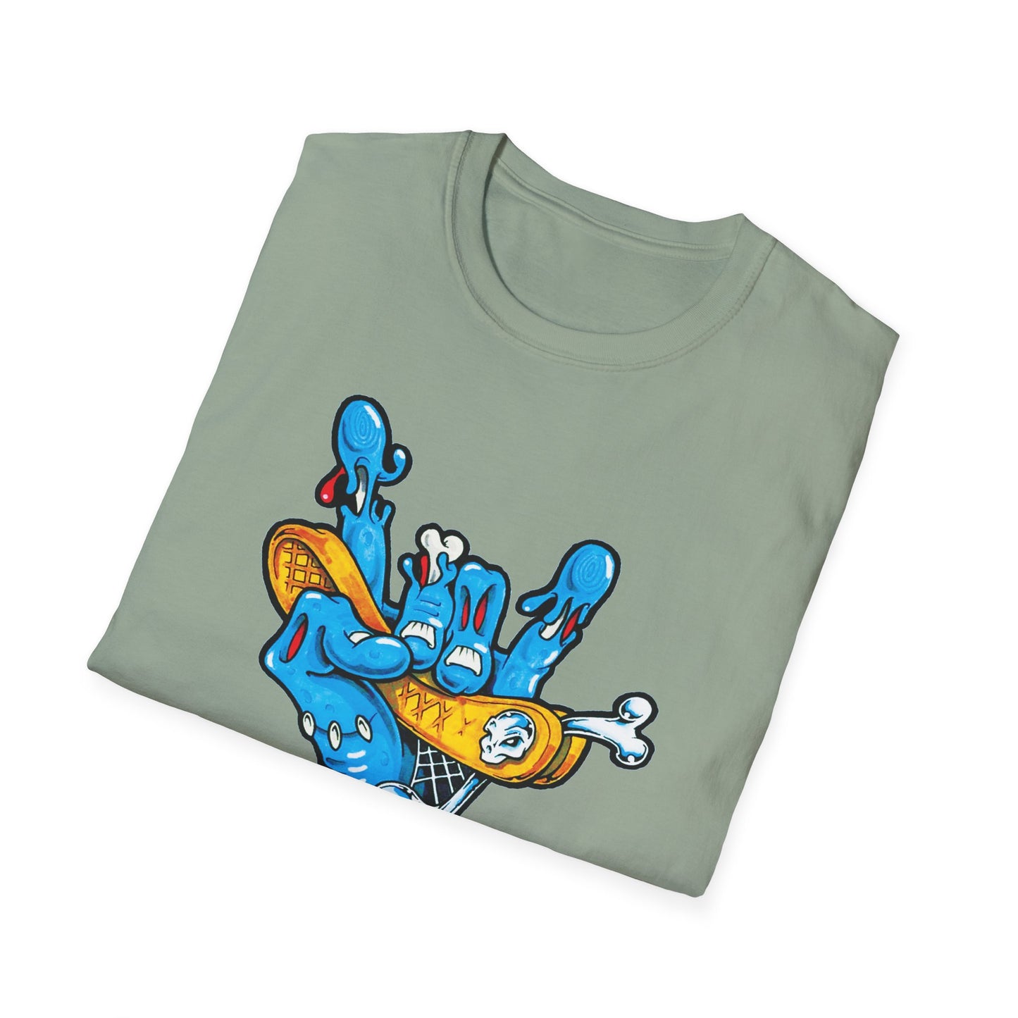 Street Art Unisex Softstyle T-Shirt with Colorful Skateboard Design