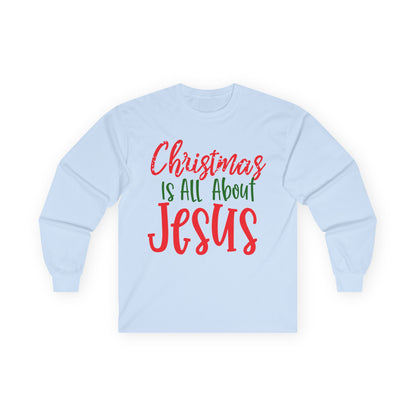 Christmas Jesus Long Sleeve Tee, Unisex Cotton Holiday Shirt, Religious Gift, Faith-Based Apparel, Church Activities, Family Gatherings
