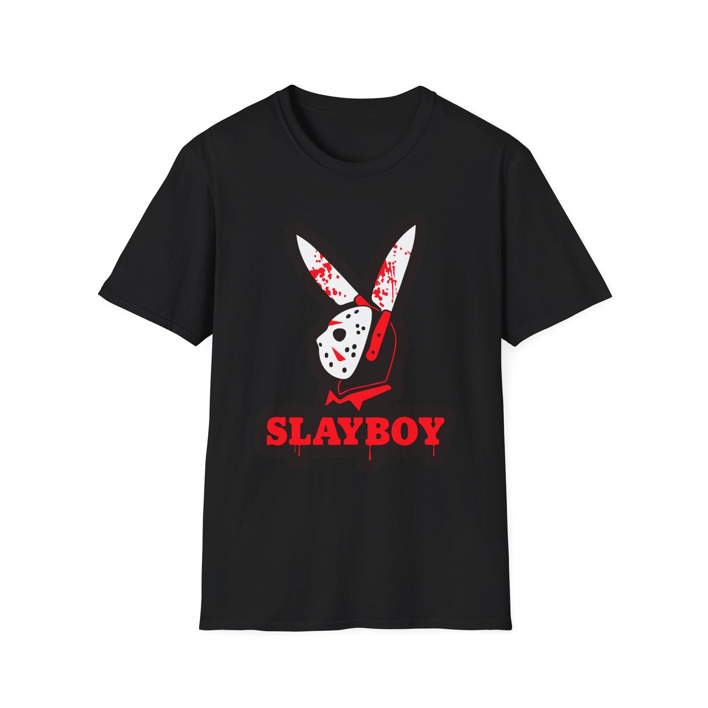 Slayboy Graphic Tee, Unisex Softstyle T-Shirt for Horror Fans, Cosplay Outfit, Halloween Costume, Casual Streetwear