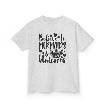 Kids Heavy Cotton™ Tee - Believe in Mermaids & Unicorns T-Shirt