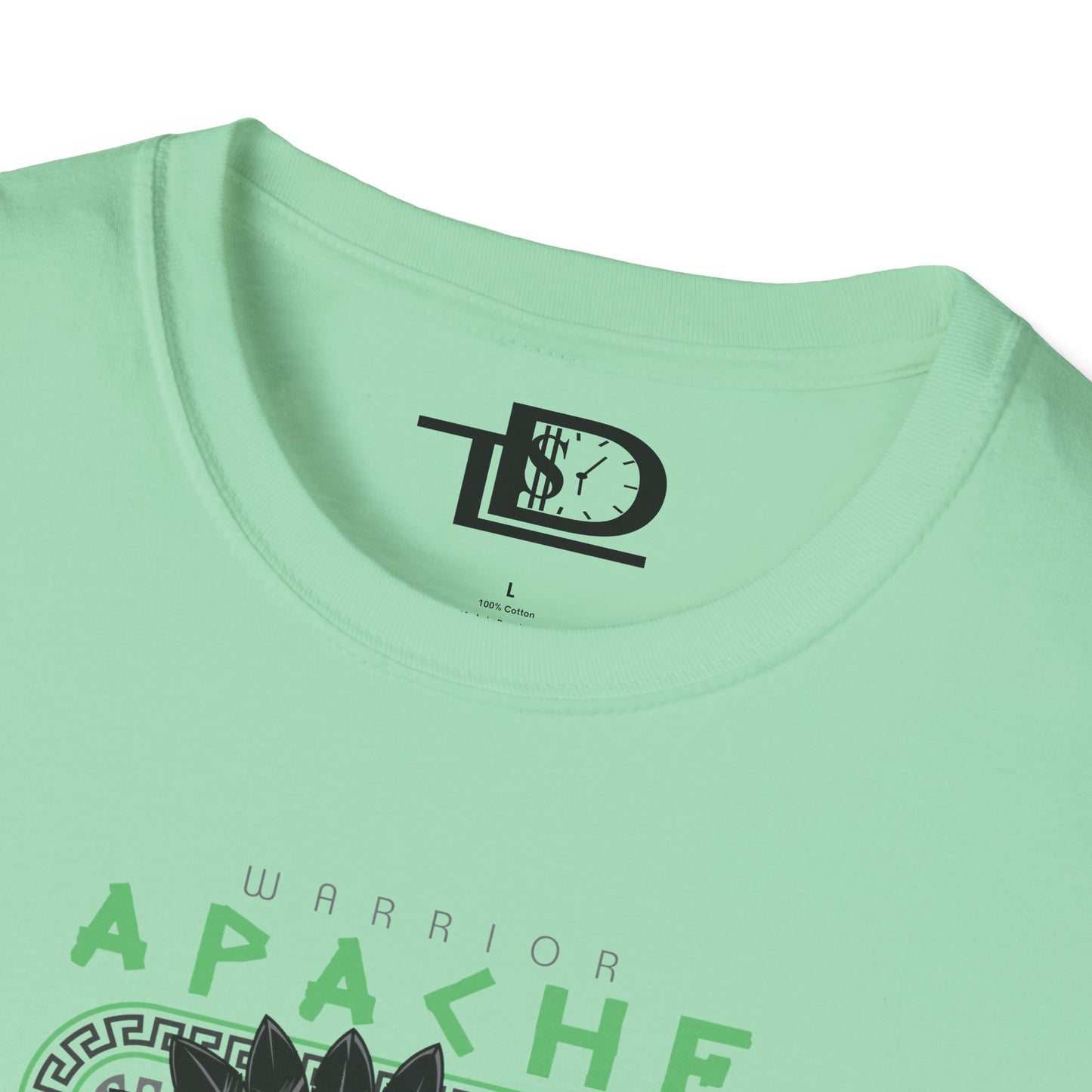 Apache Warrior Graphic T-Shirt, Softstyle Tee, Unisex Casual Wear, Festival Apparel, Heritage Tribute Shirt