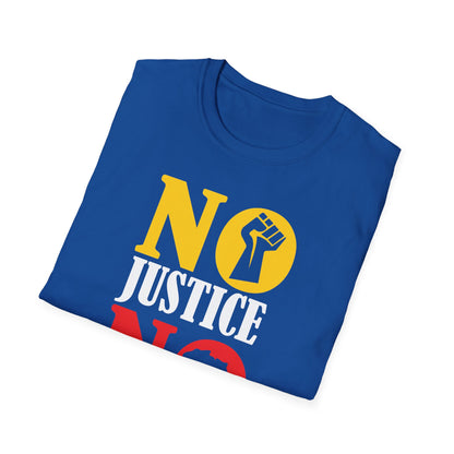 Justice No Peace T-Shirt | Unisex Softstyle Tee | Activism Apparel | Social Justice Gift | Orange Protest Shirt | Statement Tee